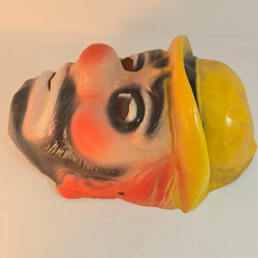 Vintage Ben Cooper Clown Hobo Black Light Reactive 1960s Halloween Mask